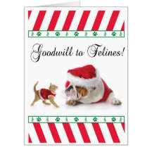 Tarjeta de saludo de gatos y Navidades de perro gi