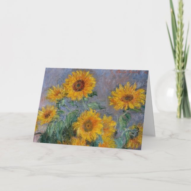Tarjeta de saludo de girasol, Monet Sunflowers (Anverso)