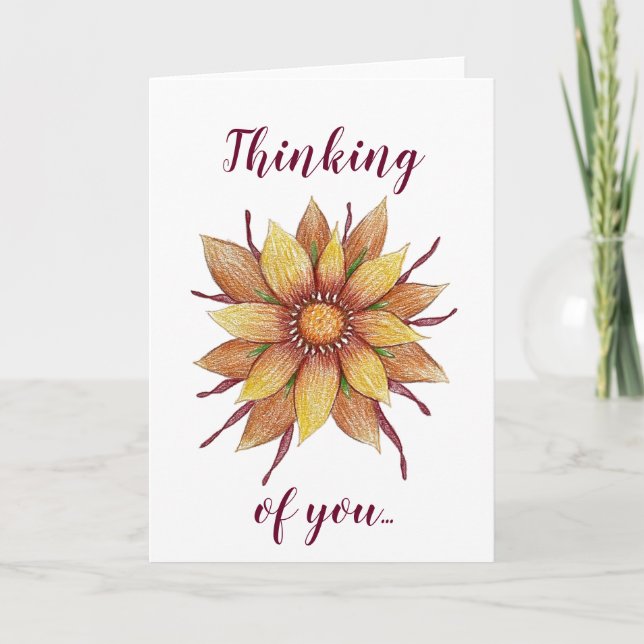 Tarjeta de saludo de girasol "Pensando en ti" (Anverso)