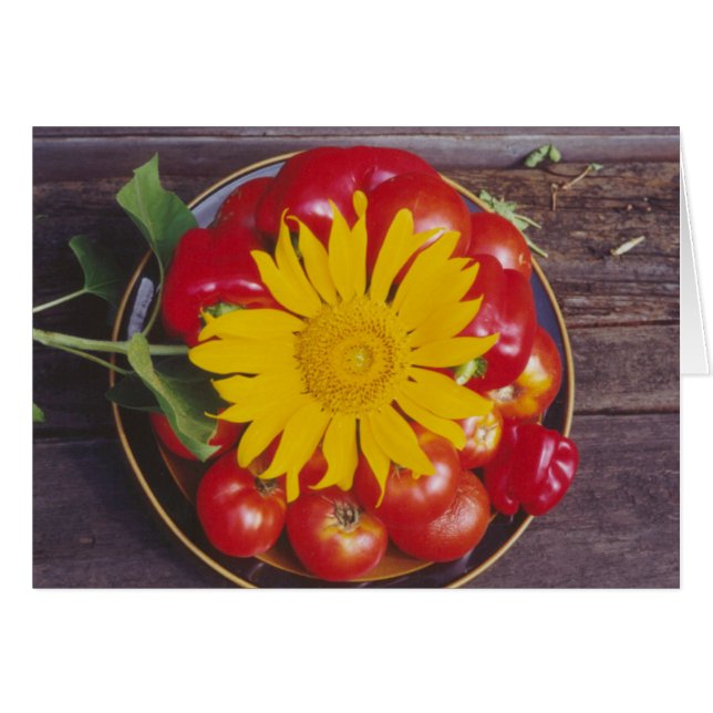Tarjeta de saludo de girasol Red Pepper de Tomates (Anverso (Horizontal))