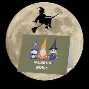Tarjeta de saludo de Gnome de Halloween Witch Witc
