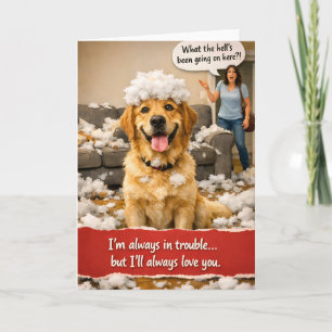 Tarjeta de saludo de golden retriever en problemas