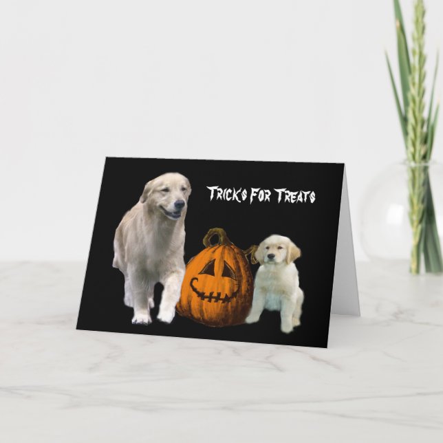 Tarjeta de saludo de Golden Retriever Halloween (Anverso)