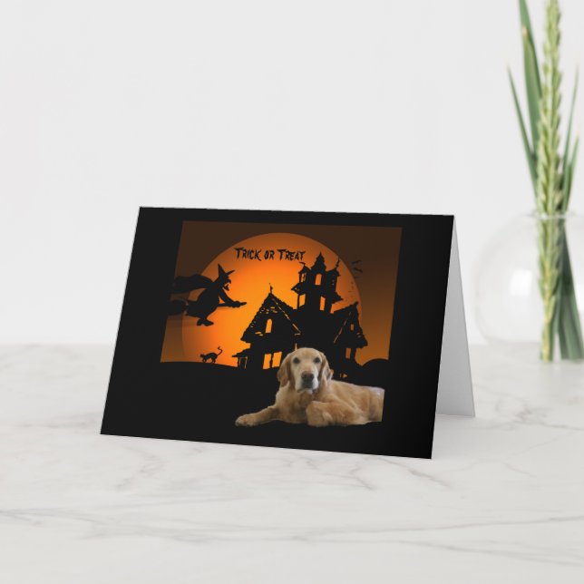 Tarjeta de saludo de Golden Retriever Halloween (Anverso)