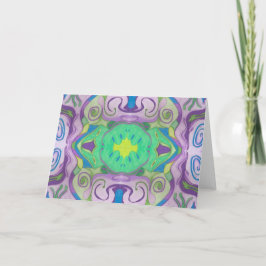 Tarjeta de saludo de gratuidad verde púrpura