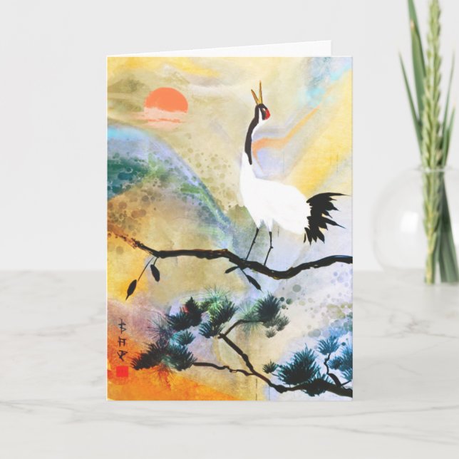 Tarjeta de saludo de grúa japonesa (Anverso)