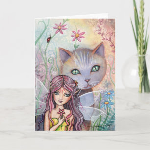 Tarjeta de saludo de hada y gato por Molly Harriso