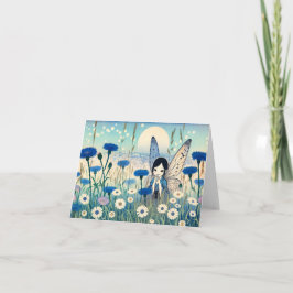 Tarjeta de saludo de hadas en flores