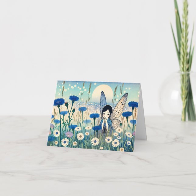 Tarjeta de saludo de hadas en flores (Anverso)