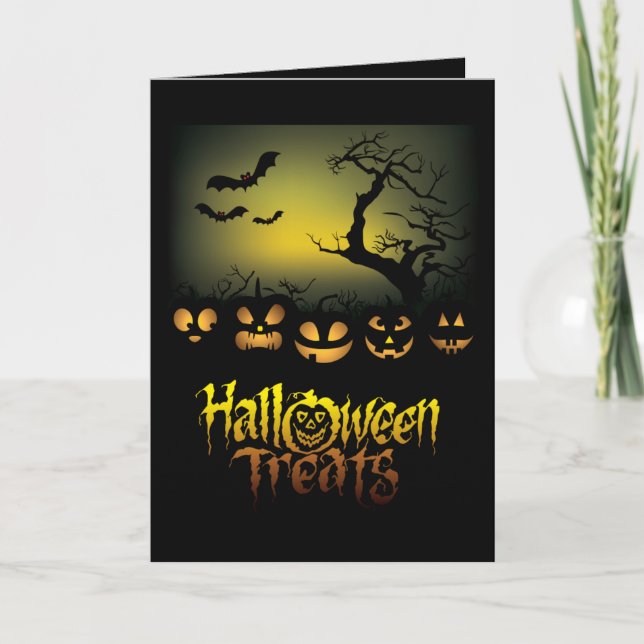 Tarjeta de saludo de Halloween/calabazas (Anverso)
