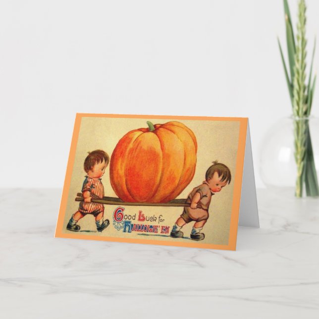 Tarjeta de saludo de Halloween con calabaza gigant (Anverso)