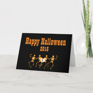 Tarjeta de saludo de Halloween con cráneo de baile