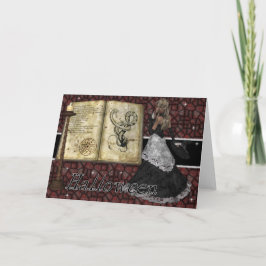 Tarjeta de saludo de Halloween con libro de hpells