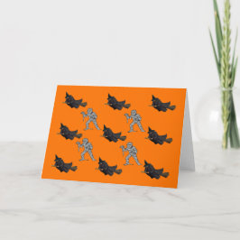 Tarjeta de saludo de Halloween con patrón de bruja