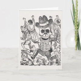 Tarjeta de saludo de Halloween con tinta de cráneo