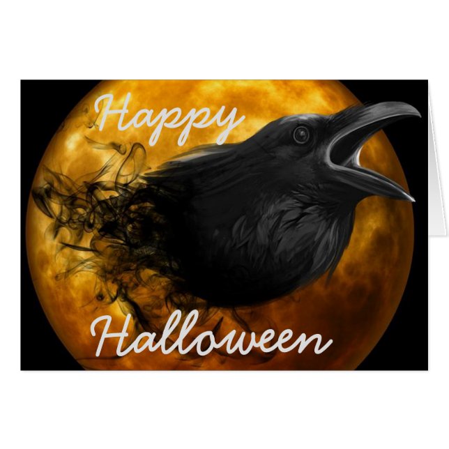 Tarjeta de saludo de Halloween/Crow (Anverso (Horizontal))