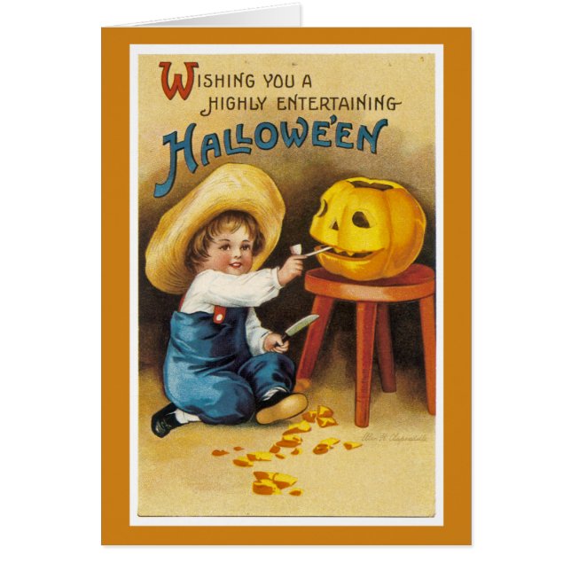 Tarjeta de saludo de Halloween de época (Frente)