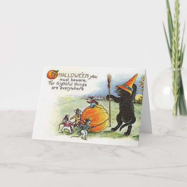 Tarjeta de saludo de Halloween de época (Anverso)