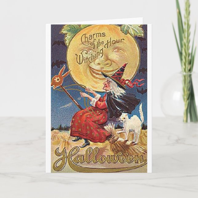 Tarjeta de saludo de Halloween de época (Anverso)