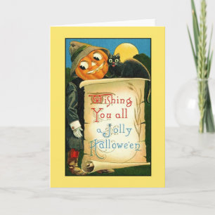 Tarjeta de saludo de Halloween de época