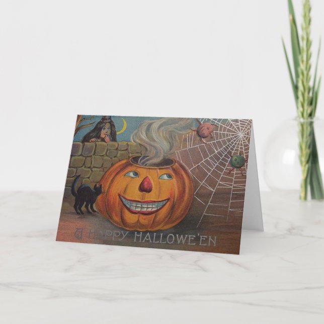 Tarjeta de saludo de Halloween de época (Anverso)