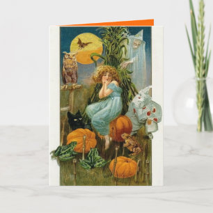 Tarjeta de saludo de Halloween de época