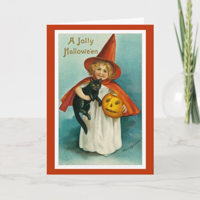 Tarjeta de saludo de Halloween de época (Anverso)