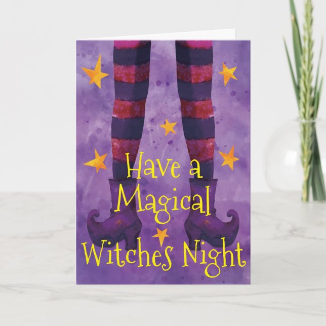 Tarjeta de saludo de Halloween de Noche Magical Wi (Anverso)