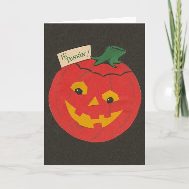 Tarjeta de saludo de Halloween de Retro Punkin (Anverso)