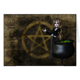 Tarjeta de saludo de Halloween de Witch Cauldron &