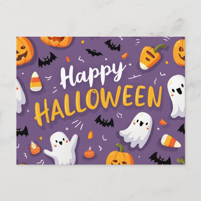 Tarjeta de saludo de Halloween - ¡Envíe chillidos  (Anverso)