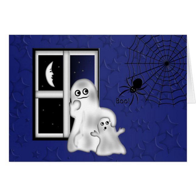 Tarjeta de saludo de Halloween/Fantasma (Anverso (Horizontal))