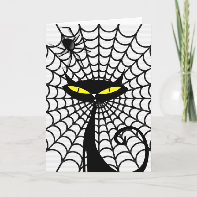 Tarjeta de saludo de Halloween/Gato negro (Anverso)
