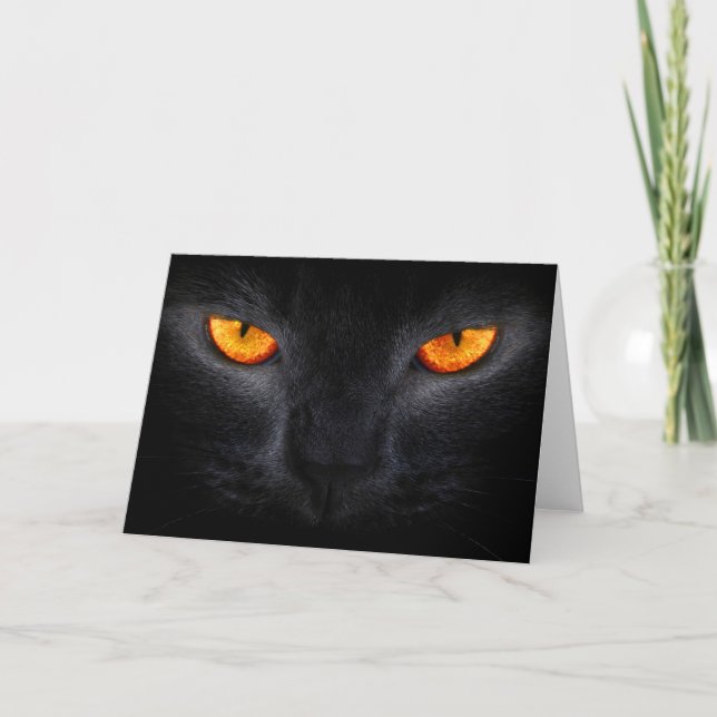 Tarjeta de saludo de Halloween/Gato negro (Anverso)