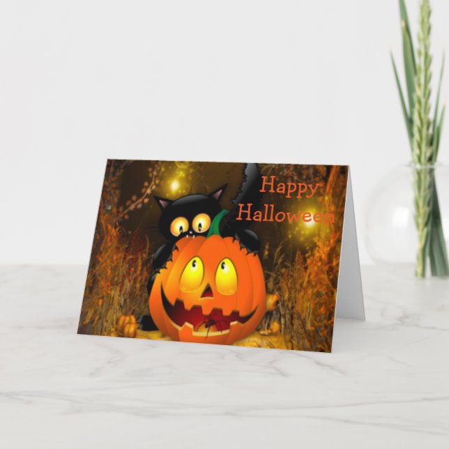 Tarjeta de saludo de Halloween/Jack-o-lantern (Anverso)