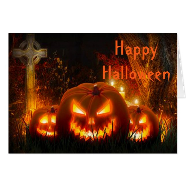 Tarjeta de saludo de Halloween/Jack-o-lantern (Anverso (Horizontal))