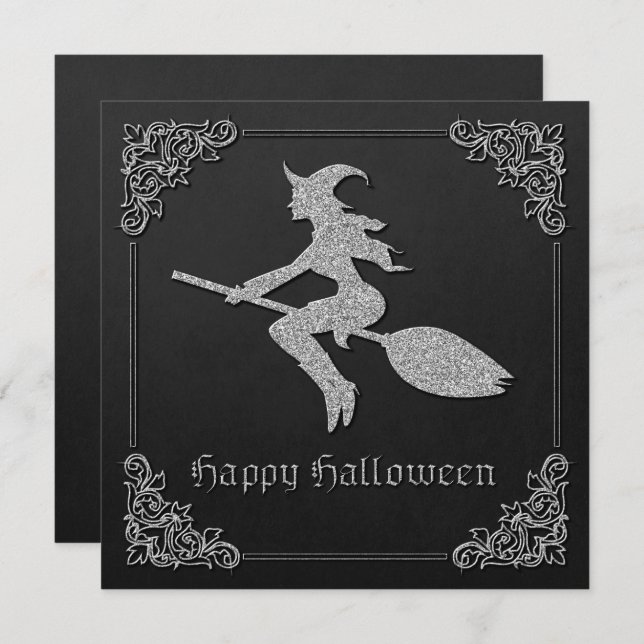 Tarjeta de saludo de Halloween para Brujas de Plat (Anverso / Reverso)