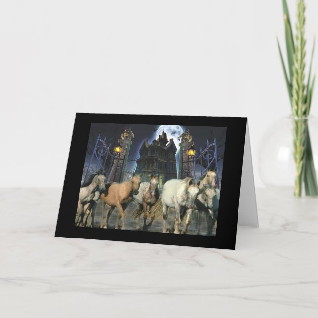 Tarjeta de saludo de Halloween para caballos (Anverso)