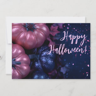 Tarjeta de saludo de Halloween para calabazas purp