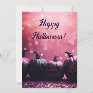 Tarjeta de saludo de Halloween para calabazas purp
