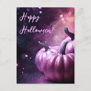Tarjeta de saludo de Halloween para calabazas purp