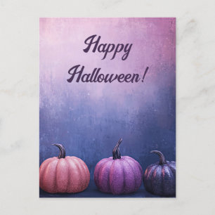 Tarjeta de saludo de Halloween para calabazas purp