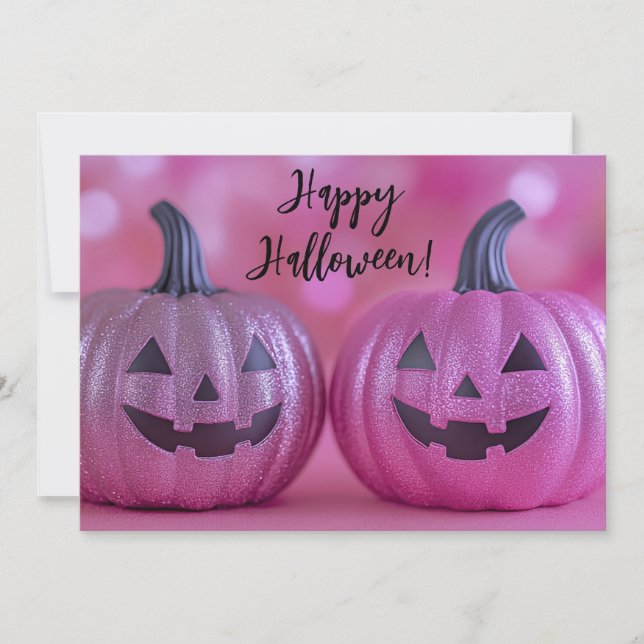 Tarjeta de saludo de Halloween para calabazas purp (Anverso)
