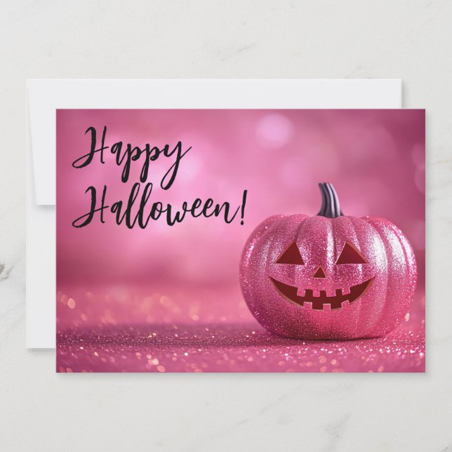 Tarjeta de saludo de Halloween para calabazas purp (Anverso)