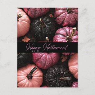 Tarjeta de saludo de Halloween para calabazas purp