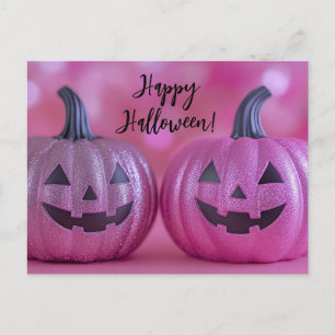 Tarjeta de saludo de Halloween para calabazas purp