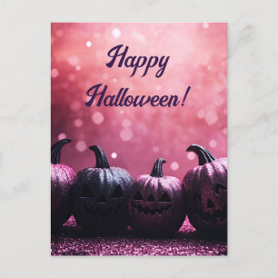 Tarjeta de saludo de Halloween para calabazas purp