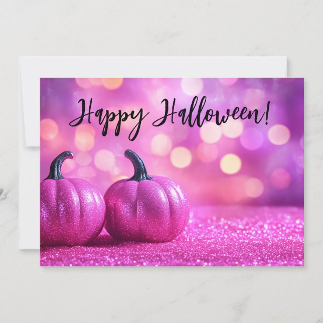 Tarjeta de saludo de Halloween para calabazas purp (Anverso)