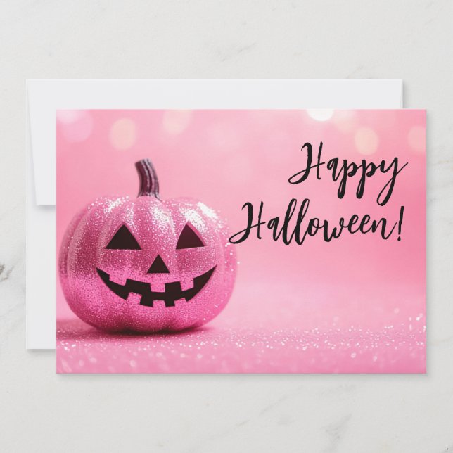 Tarjeta de saludo de Halloween para calabazas purp (Anverso)