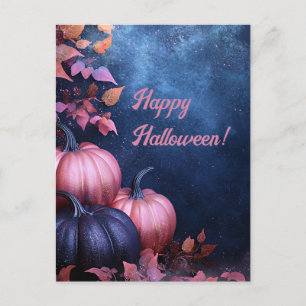 Tarjeta de saludo de Halloween para calabazas purp